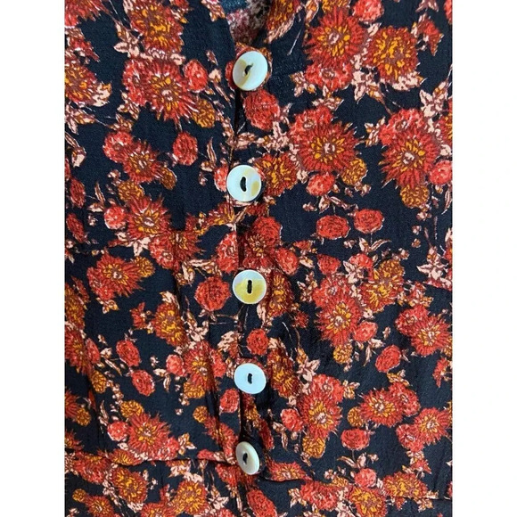Free People Provence Black Floral Mini Dress Size Small Fall Vibes - Picture 5 of 13